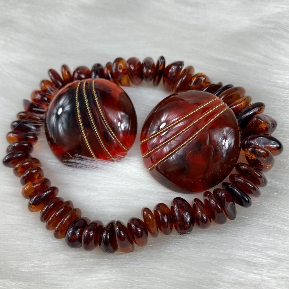 Vintage Faux Tortoiseshell/Amber Pierced Earrings